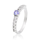 Inel din Argint 925 ( 2.14 grame ) cu Tanzanit AAA și Topaz Alb 0.35 Carate