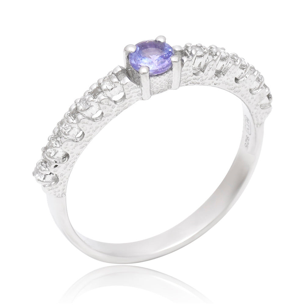 Inel din Argint 925 ( 2.14 grame ) cu Tanzanit AAA și Topaz Alb 0.35 Carate