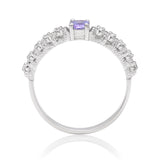 Inel din Argint 925 ( 2.14 grame ) cu Tanzanit AAA și Topaz Alb 0.35 Carate