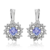 Cercei din Argint 925 ( 2.61 grame ) cu Tanzanit AAA și Topaz Alb 0.64 Carate