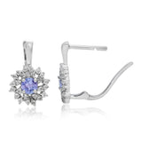 Cercei din Argint 925 ( 2.61 grame ) cu Tanzanit AAA și Topaz Alb 0.64 Carate