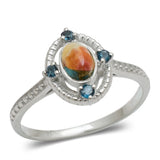 Inel din Argint 925 ( 2.42 grame ) cu Turcoaz Oyster și Topaz Alb 0.56 Carate