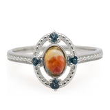 Inel din Argint 925 ( 2.42 grame ) cu Turcoaz Oyster și Topaz Alb 0.56 Carate