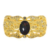 Inel din Argint 925 Placat cu Aur ( 4.45 grame ) cu Opal Etiopian Lega Dembi și Topaz Alb 0.64 Carate