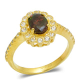 Inel din Argint 925 Placat cu Aur ( 3.56 grame ) cu Opal Etiopian Lega Dembi și Topaz Alb 0.47 Carate