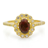 Inel din Argint 925 Placat cu Aur ( 3.56 grame ) cu Opal Etiopian Lega Dembi și Topaz Alb 0.47 Carate