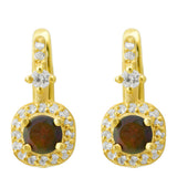 Cercei din Argint 925 Placat cu Aur ( 2.23 grame ) cu Opal Etiopian Lega Dembi și Topaz Alb 0.46 Carate