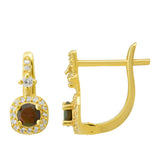 Cercei din Argint 925 Placat cu Aur ( 2.23 grame ) cu Opal Etiopian Lega Dembi și Topaz Alb 0.46 Carate