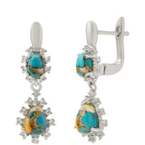 Cercei din Argint 925 ( 4.57 grame ) cu Turcoaz Oyster și Topaz Alb 3.58 Carate