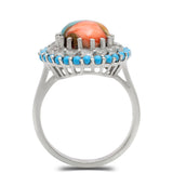 Inel din Argint 925 ( 6.13 grame ) cu Turcoaz Oyster și Topaz Alb 5.31 Carate