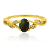 Inel din Argint 925 Placat cu Aur ( 2.12 grame ) cu Opal Etiopian Lega Dembi și Topaz Alb 0.54 Carate