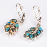 Cercei din Argint 925 ( 3.23 grame ) cu Turcoaz Oyster și Topaz Alb 4.6 Carate