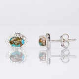 Cercei din Argint 925 ( 1.54 grame ) cu Turcoaz Oyster și Topaz Alb 1.3 Carate