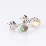 Cercei din Argint 925 ( 1.54 grame ) cu Turcoaz Oyster și Topaz Alb 1.3 Carate