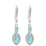 Cercei din Argint 925 ( 2.49 grame ) cu Apatit Albastru Madagascar și Topaz Alb 1.73 Carate