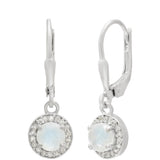 Cercei din Argint 925 ( 1.83 grame ) cu Piatra Lunii Curcubeu și Topaz Alb 1.22 Carate