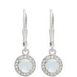 Cercei din Argint 925 ( 1.83 grame ) cu Piatra Lunii Curcubeu și Topaz Alb 1.22 Carate