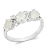 Inel din Argint 925 ( 1.96 grame ) cu Piatra Lunii Curcubeu și Topaz Alb 1.34 Carate