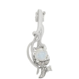 Broşă din Argint 925 ( 1.81 grame ) cu Piatra Lunii Curcubeu și Topaz Alb 0.44 Carate