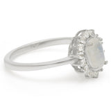 Inel din Argint 925 ( 2.32 grame ) cu Piatra Lunii Curcubeu și Topaz Alb 1.34 Carate