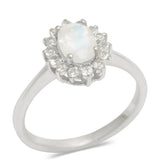 Inel din Argint 925 ( 2.32 grame ) cu Piatra Lunii Curcubeu și Topaz Alb 1.34 Carate