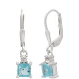 Cercei din Argint 925 ( 1.62 grame ) cu Apatit Albastru Madagascar și Topaz Alb 2.17 Carate