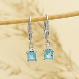 Cercei din Argint 925 ( 1.62 grame ) cu Apatit Albastru Madagascar și Topaz Alb 2.17 Carate