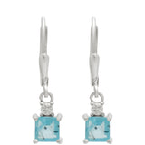 Cercei din Argint 925 ( 1.62 grame ) cu Apatit Albastru Madagascar și Topaz Alb 2.17 Carate