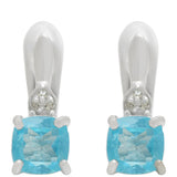 Cercei din Argint 925 ( 2.53 grame ) cu Apatit Albastru Madagascar și Topaz Alb 1.41 Carate