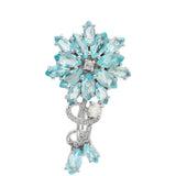 Broşă din Argint 925 ( 2.93 grame ) cu Apatit Albastru Madagascar și Topaz Alb 3.85 Carate