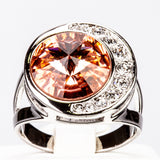 Inel din Aliaj Placat cu Aur Alb cu Cristal Roșu Emporia®