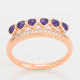 Set din Aliaj Placat cu Aur cu Cristal Violet Emporia® ( Cercei+Inel )