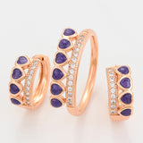 Set din Aliaj Placat cu Aur cu Cristal Violet Emporia® ( Cercei+Inel )