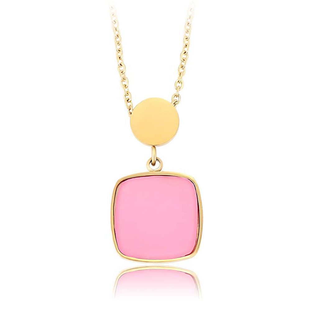 Colier din Aliaj Placat cu Aur cu Cristal Roz Emporia®
