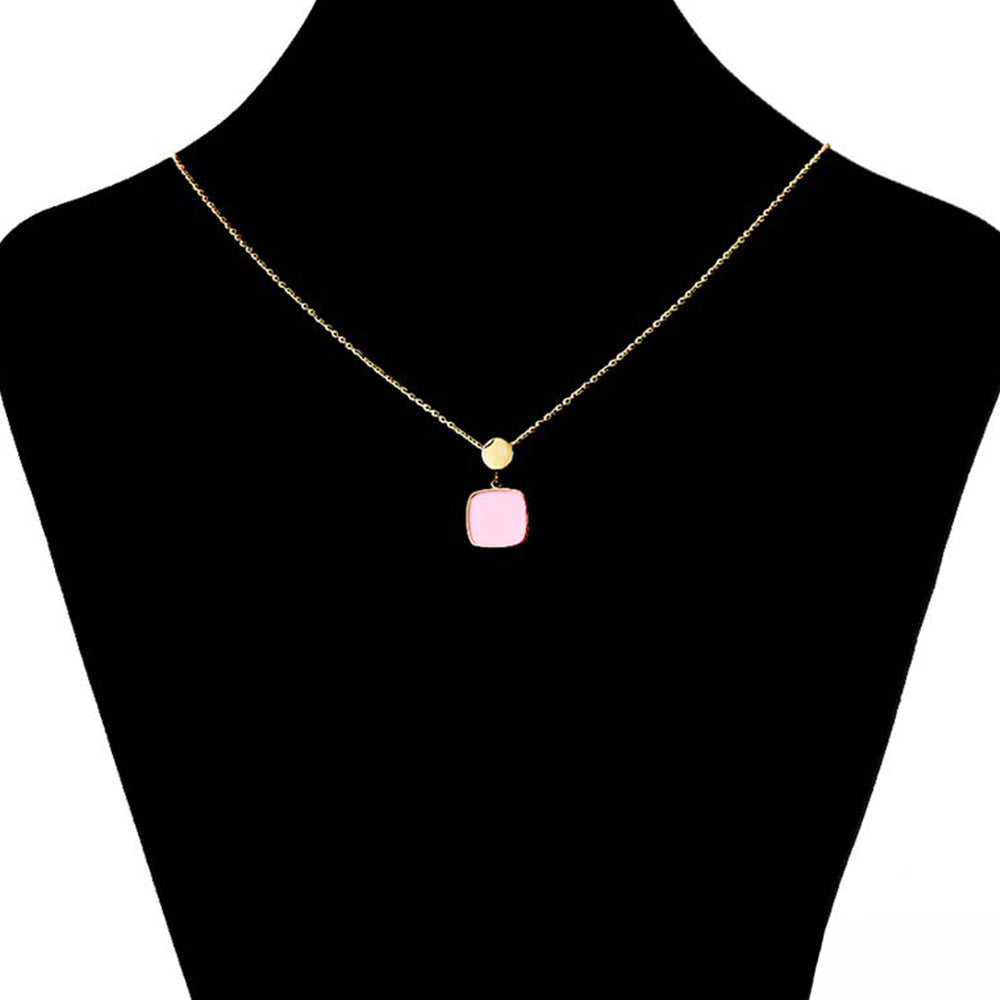 Colier din Aliaj Placat cu Aur cu Cristal Roz Emporia®