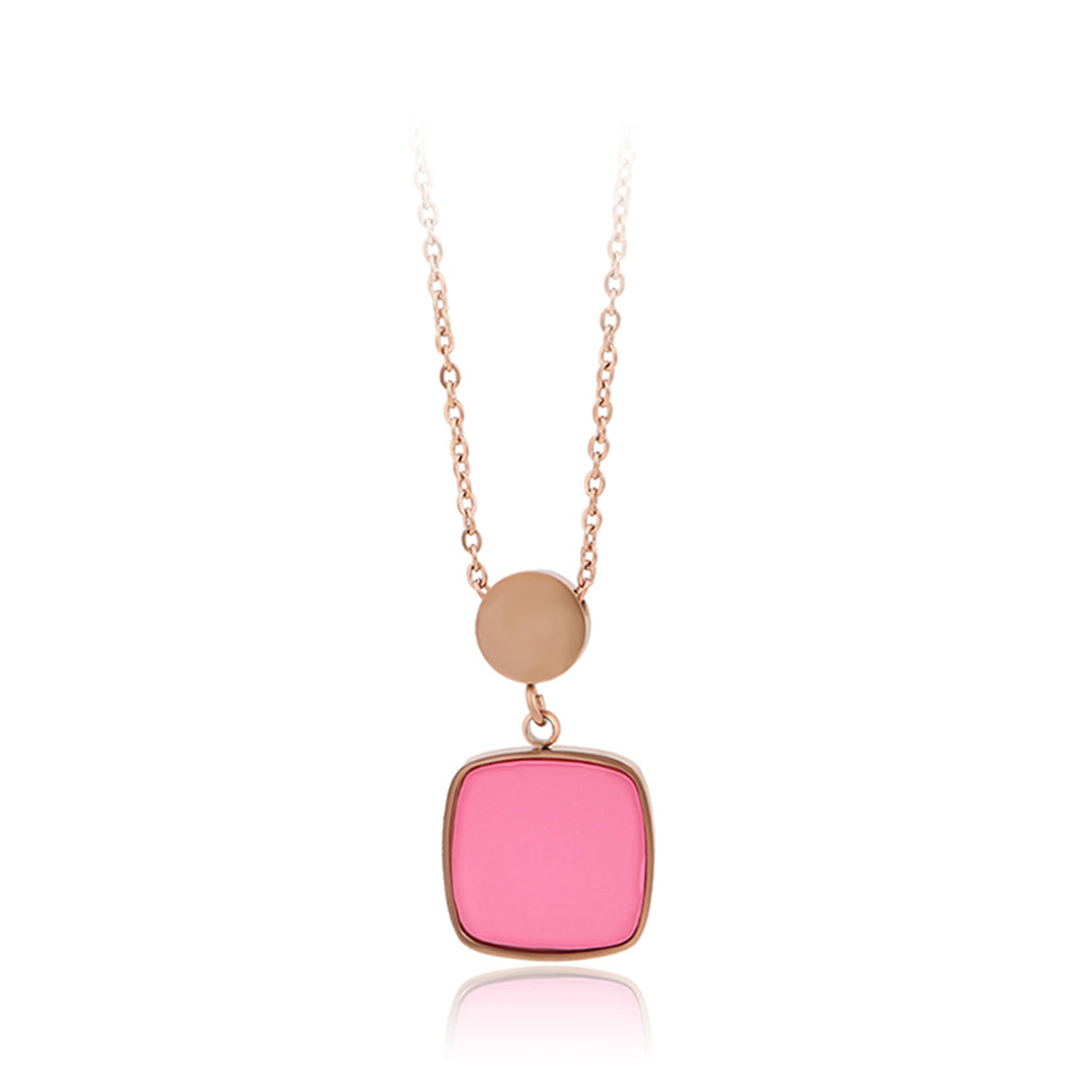 Colier din Aliaj Placat cu Aur cu Cristal Roz Emporia®