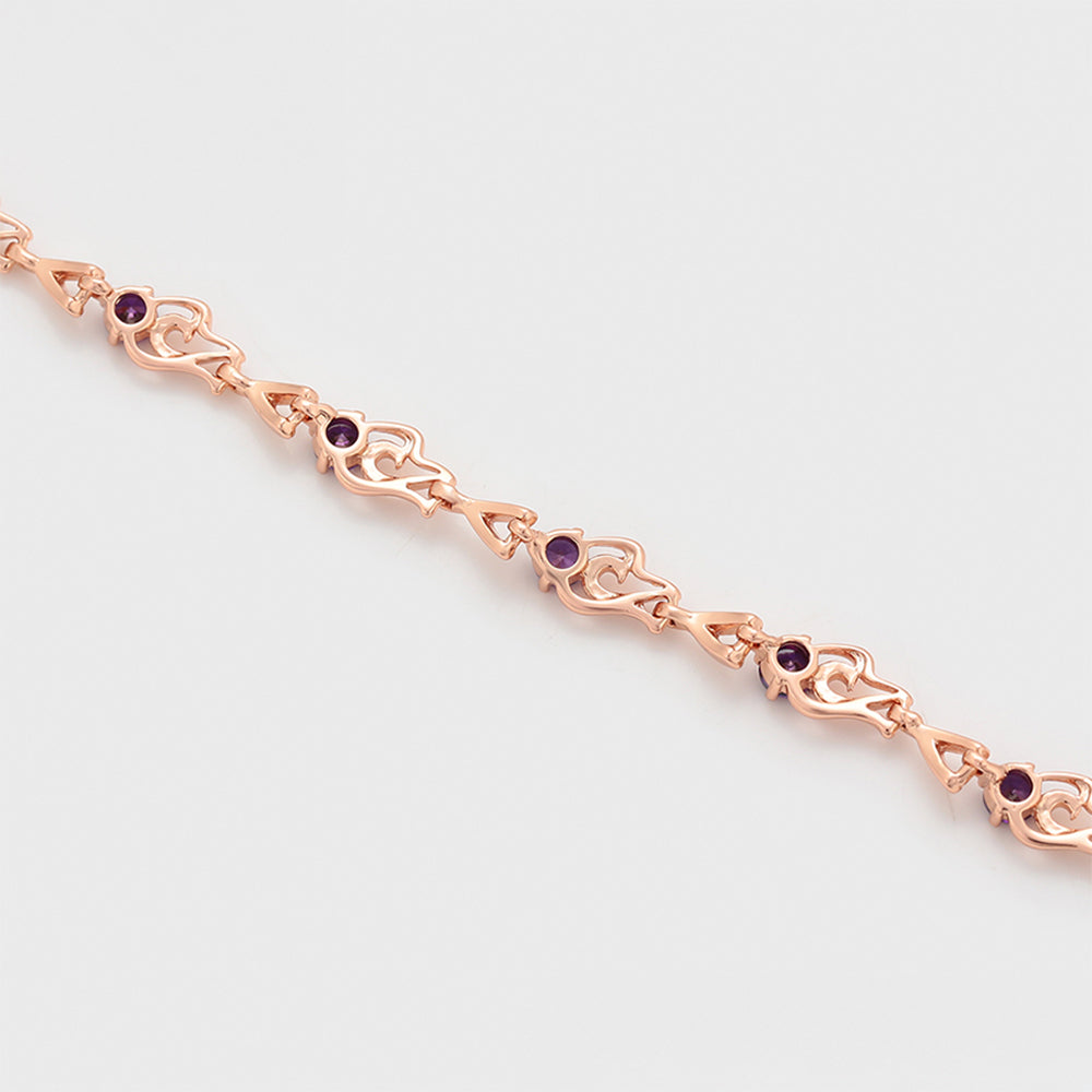 Brățară din Aliaj Placat cu Aur cu Cristal Violet Emporia®