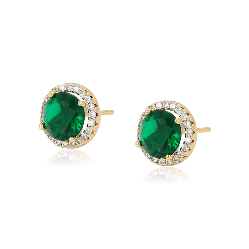 Cercei din Aliaj Placat cu Aur cu Cristal Verde Emporia® și Cristal Alb Emporia®