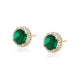 Cercei din Aliaj Placat cu Aur cu Cristal Verde Emporia® și Cristal Alb Emporia®