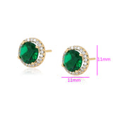 Cercei din Aliaj Placat cu Aur cu Cristal Verde Emporia® și Cristal Alb Emporia®