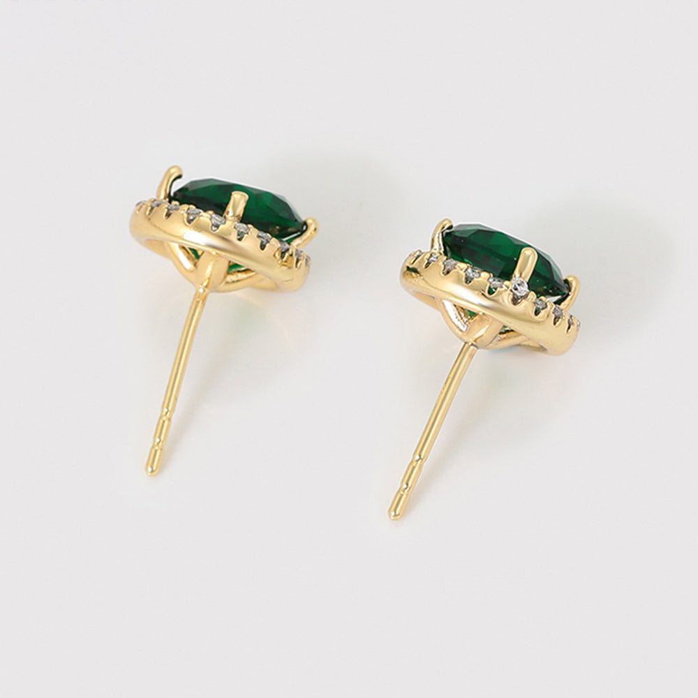Cercei din Aliaj Placat cu Aur cu Cristal Verde Emporia® și Cristal Alb Emporia®