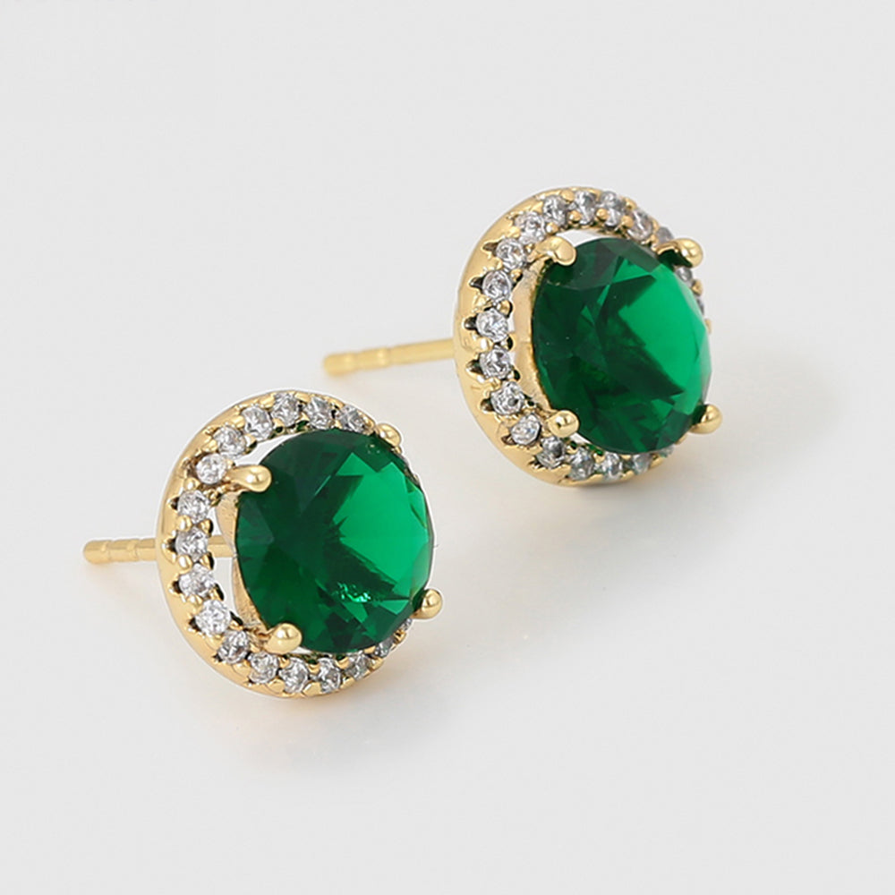 Cercei din Aliaj Placat cu Aur cu Cristal Verde Emporia® și Cristal Alb Emporia®