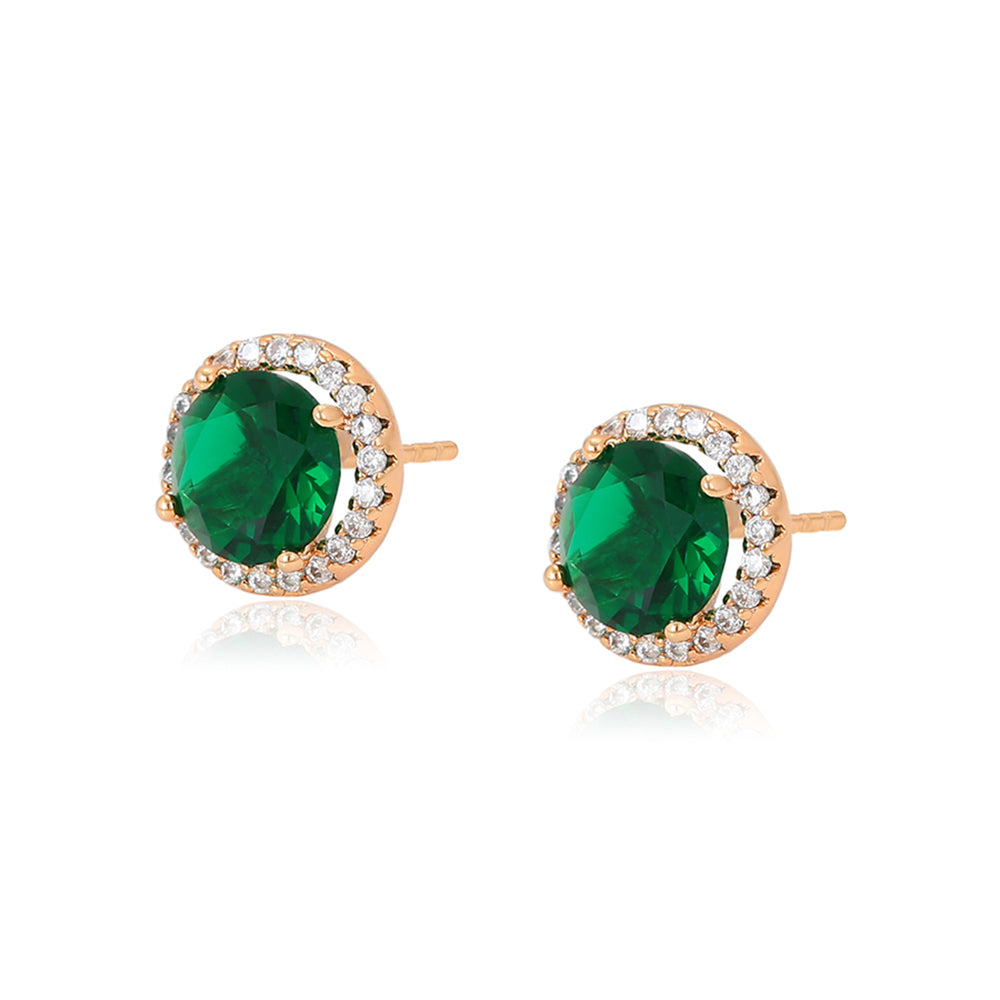 Cercei din Aliaj Placat cu Aur cu Cristal Verde Emporia® și Cristal Alb Emporia®
