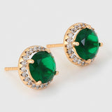 Cercei din Aliaj Placat cu Aur cu Cristal Verde Emporia® și Cristal Alb Emporia®