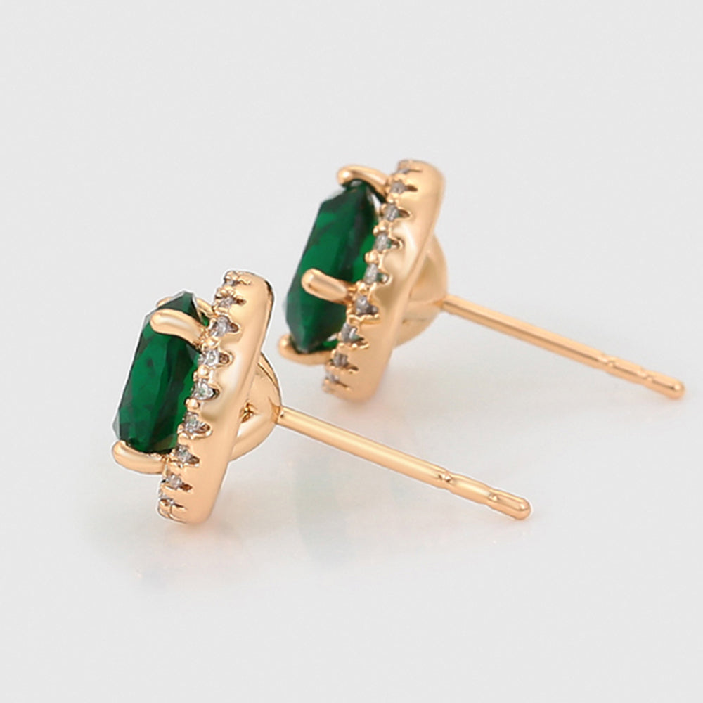 Cercei din Aliaj Placat cu Aur cu Cristal Verde Emporia® și Cristal Alb Emporia®