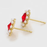 Cercei din Aliaj Placat cu Aur cu Perlă de cristal și Cristal Roșu Emporia®