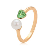 Inel din Aliaj Placat cu Aur cu Perlă de cristal și Cristal Verde Emporia®