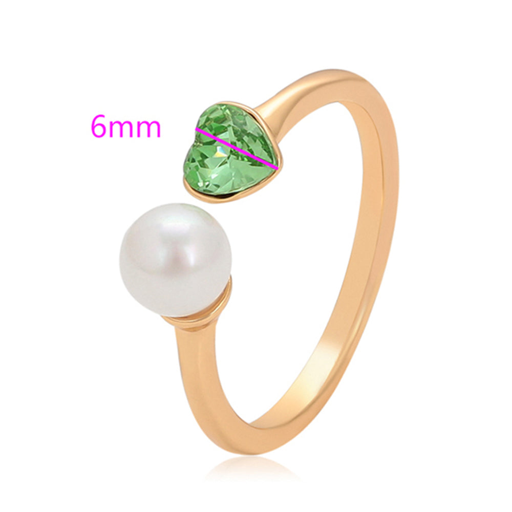 Inel din Aliaj Placat cu Aur cu Perlă de cristal și Cristal Verde Emporia®