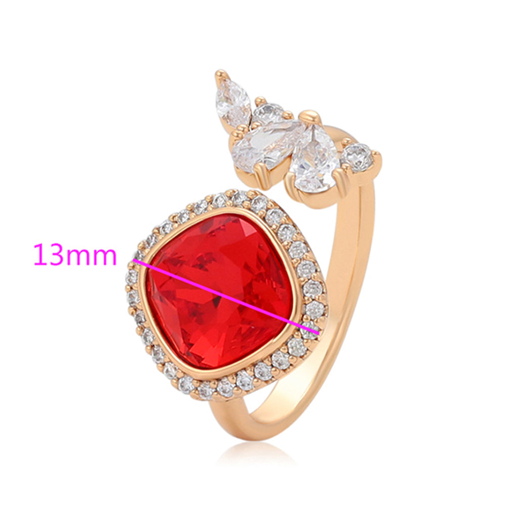 Inel din Aliaj Placat cu Aur cu Cristal Roșu Emporia® și Cristal Alb Emporia®