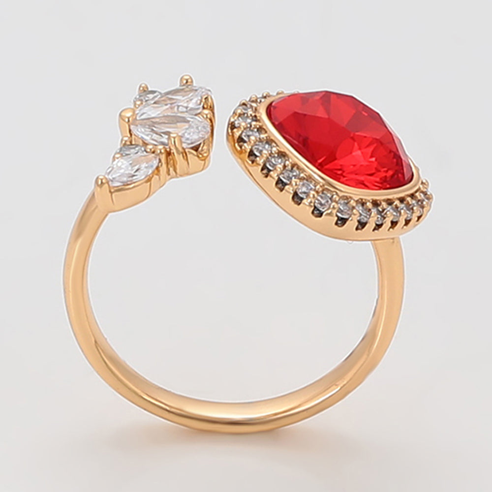Inel din Aliaj Placat cu Aur cu Cristal Roșu Emporia® și Cristal Alb Emporia®